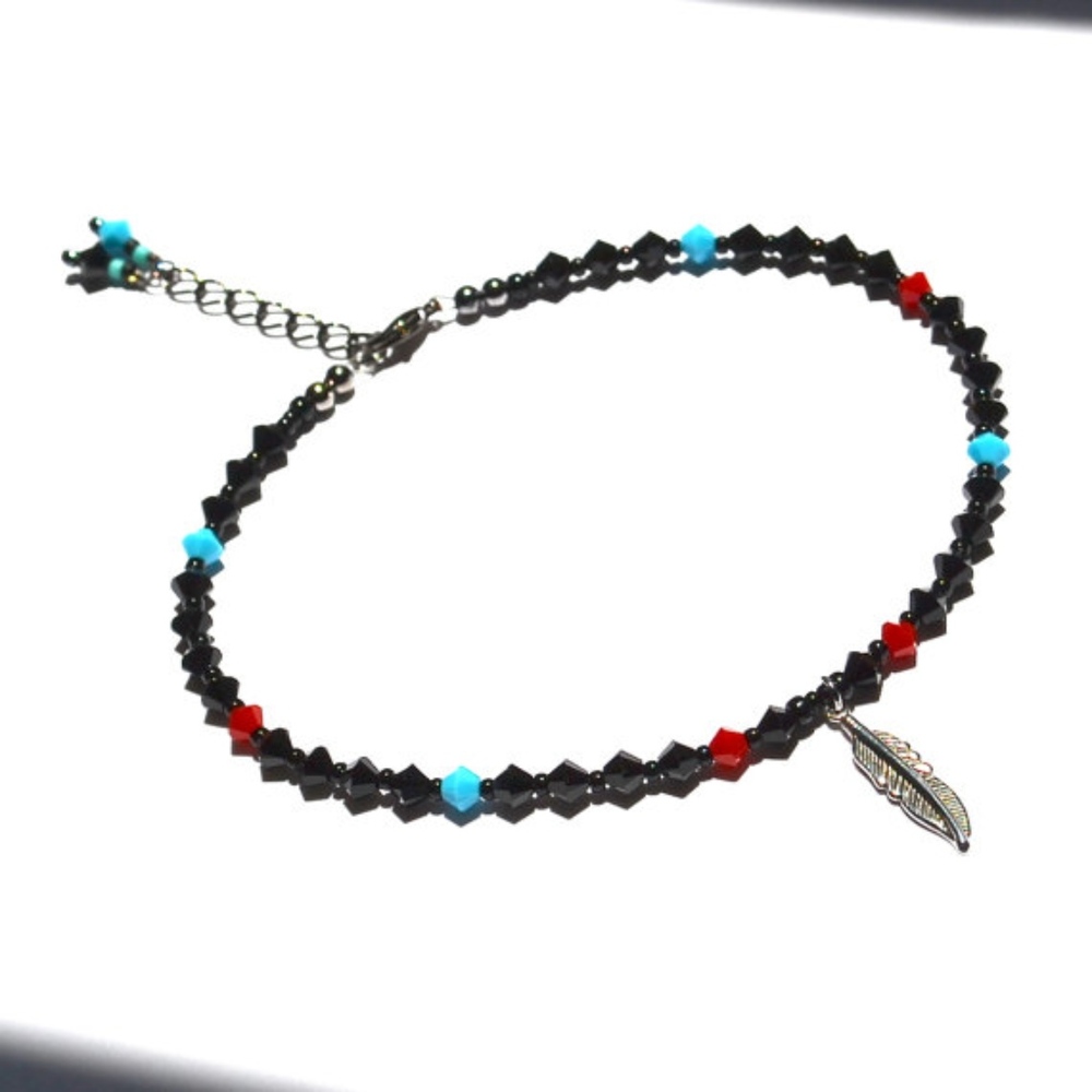 Ankle Bracelet Tribal Feather Charm Boho Festival